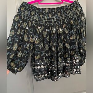 New free people blouse cropped jewelled beaded